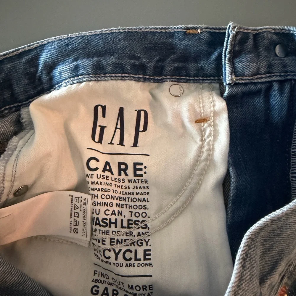 GAP Women Size 27/4 Petite Barrel High Rise Jeans Light Indigo Destroy EUC - Picture 13 of 15
